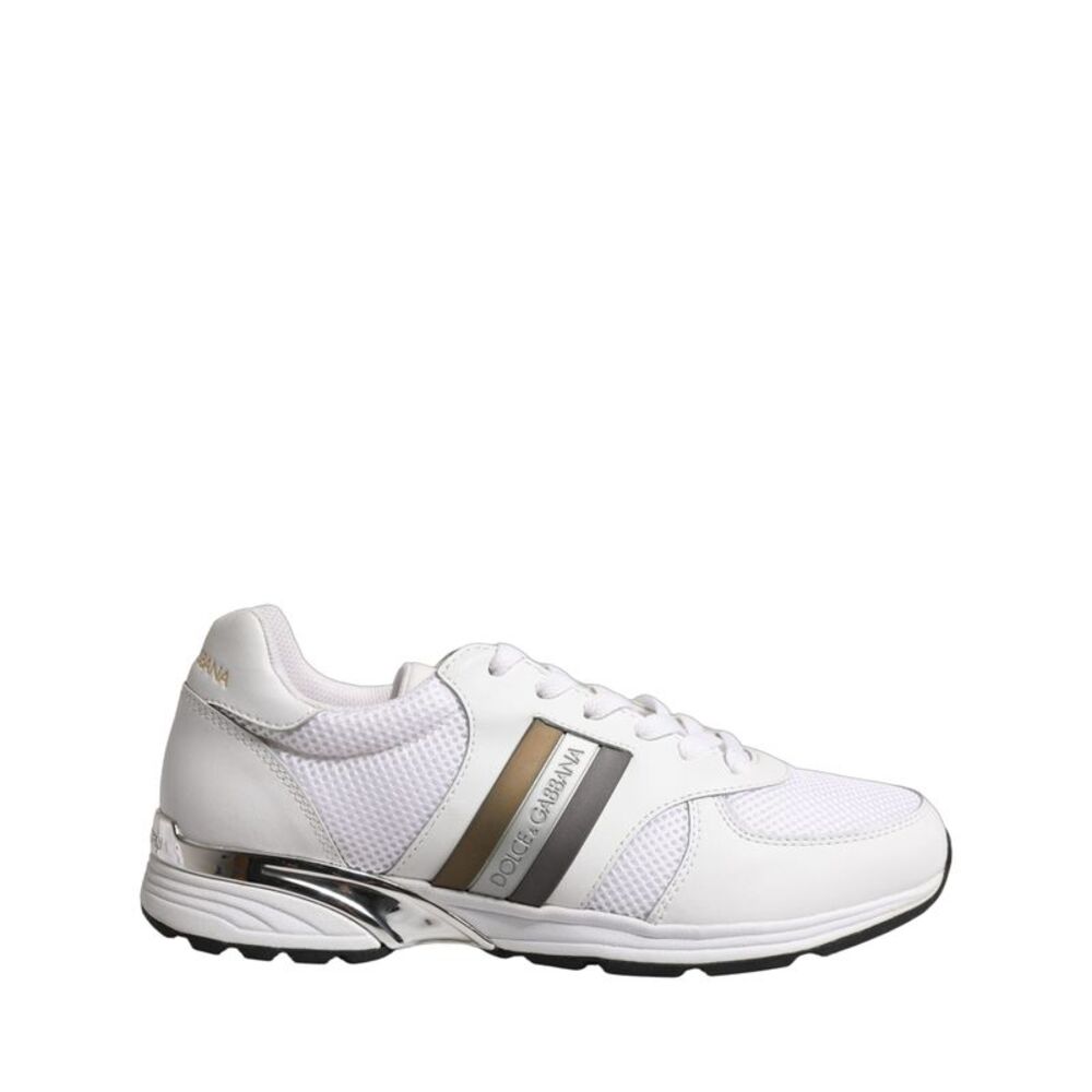 Dolce & Gabbana White Leather Mesh Low Top Neb Sneakers Men's Shoes